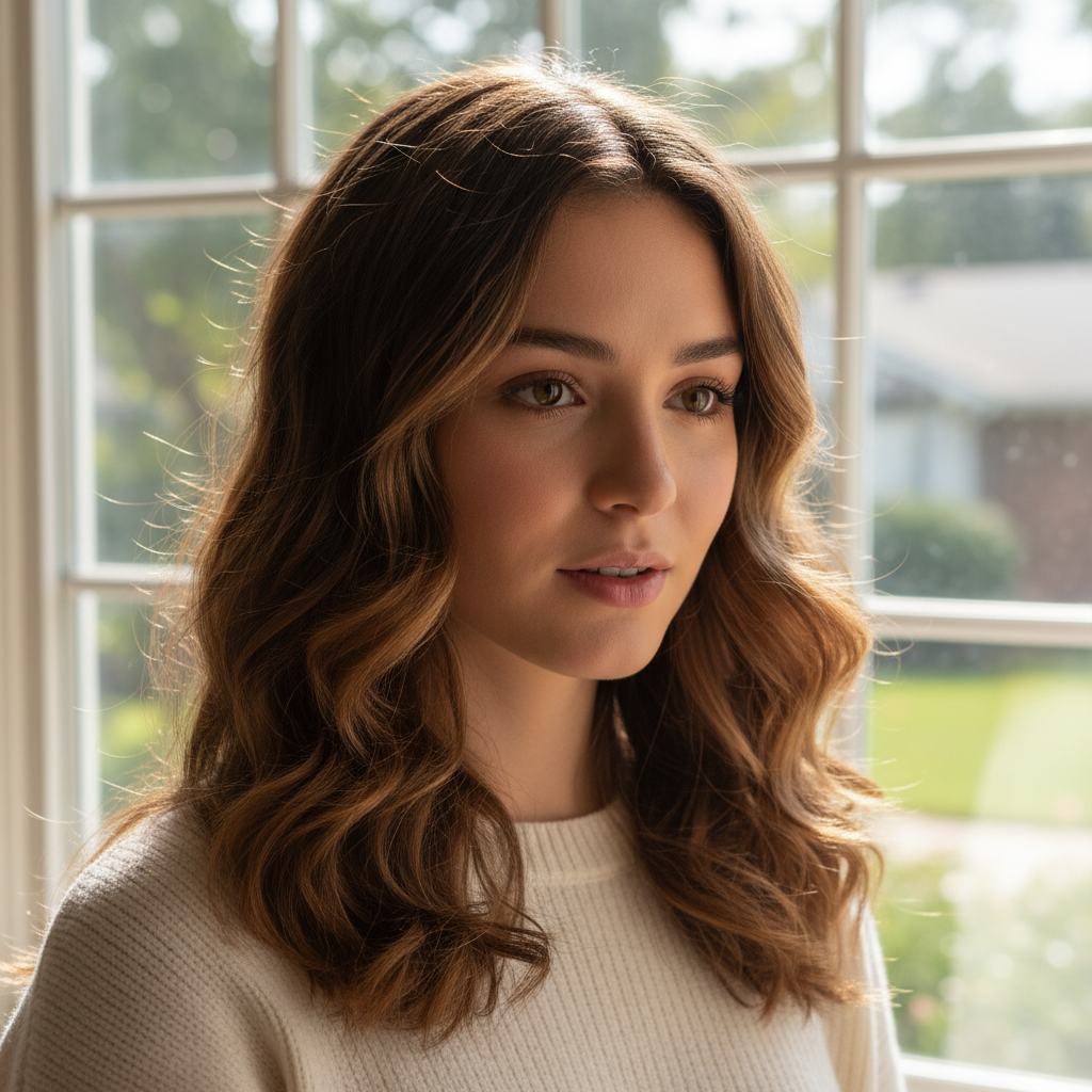 Hair color viewed in natural daylight for accurate matching